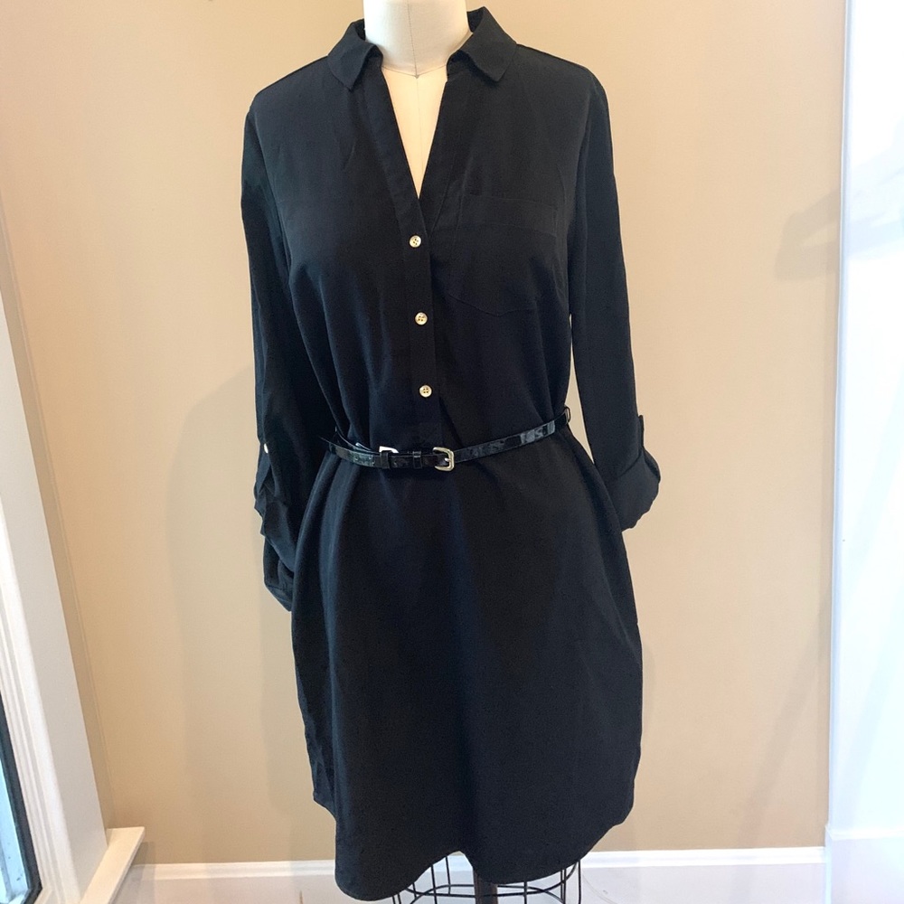 Black Shirt Dress with Belt